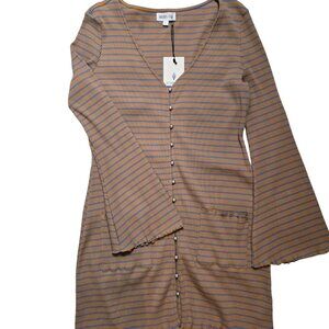 Whiteroom and Cactus Dress- Brown with Blue‎ Stripes